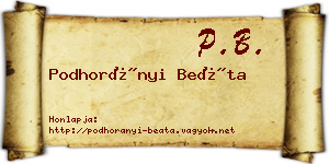 Podhorányi Beáta névjegykártya
