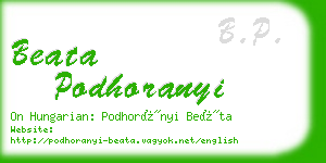 beata podhoranyi business card